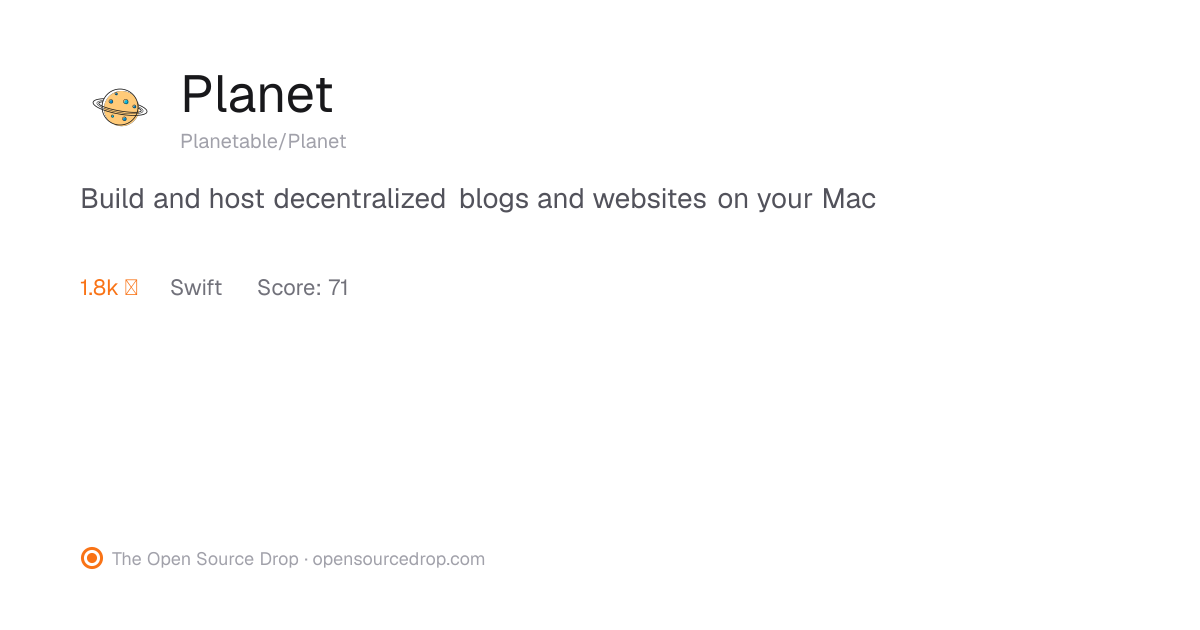 Planet | The Open Source Drop